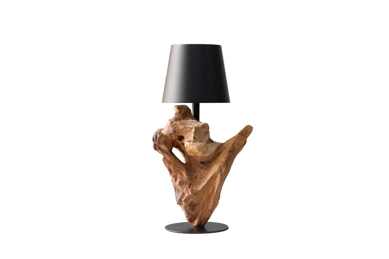 Tischleuchte 29 cm Natur/Schwarz mit LED-Akku, Ansicht 2