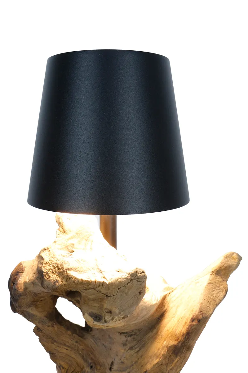 Tischleuchte 29 cm Natur/Schwarz mit LED-Akku, Ansicht 3
