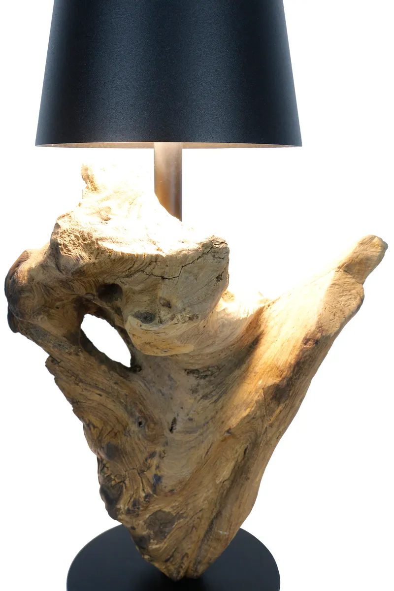 Tischleuchte 29 cm Natur/Schwarz mit LED-Akku, Ansicht 4