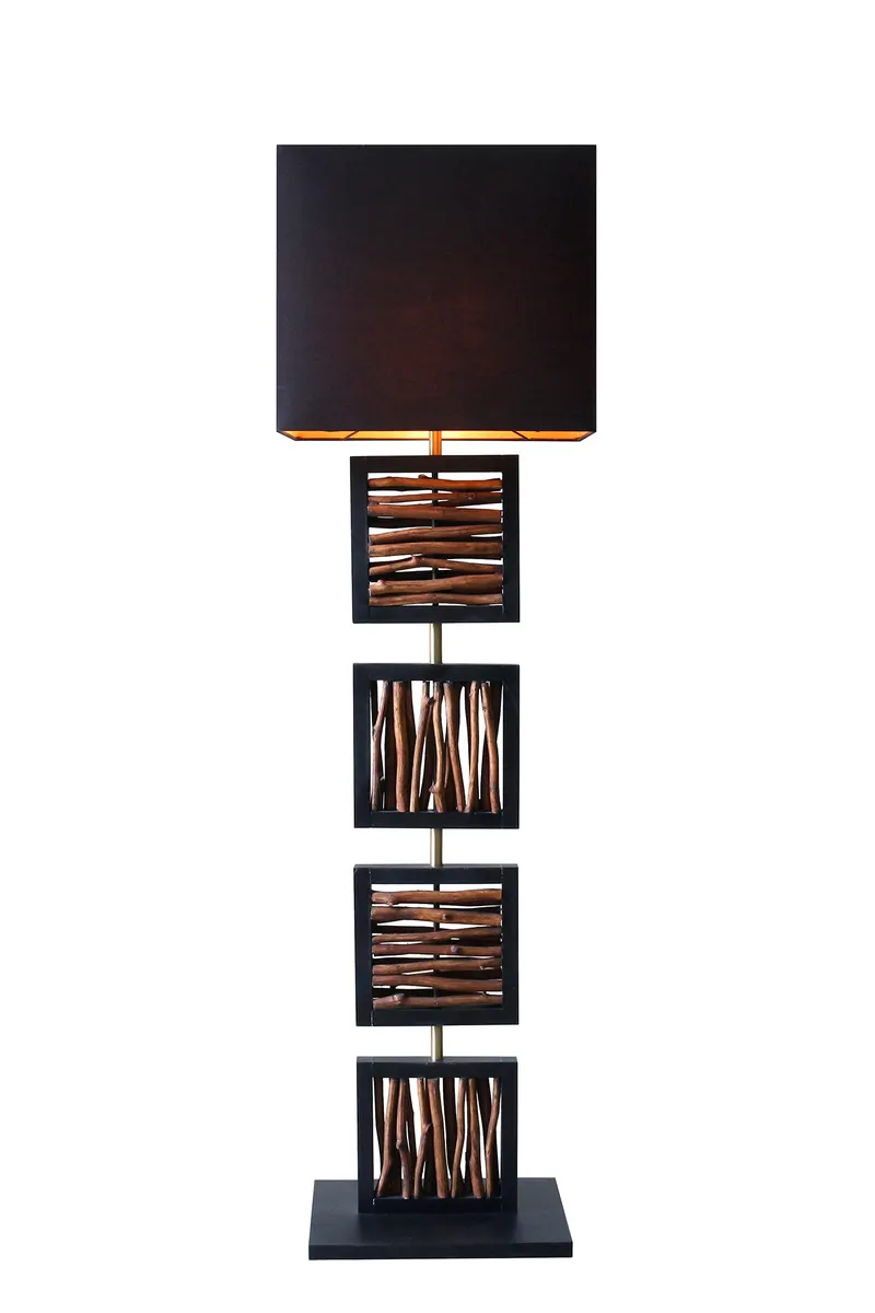 Stehleuchte Treibholz Natur/Schwarz 163 cm, Ansicht 1