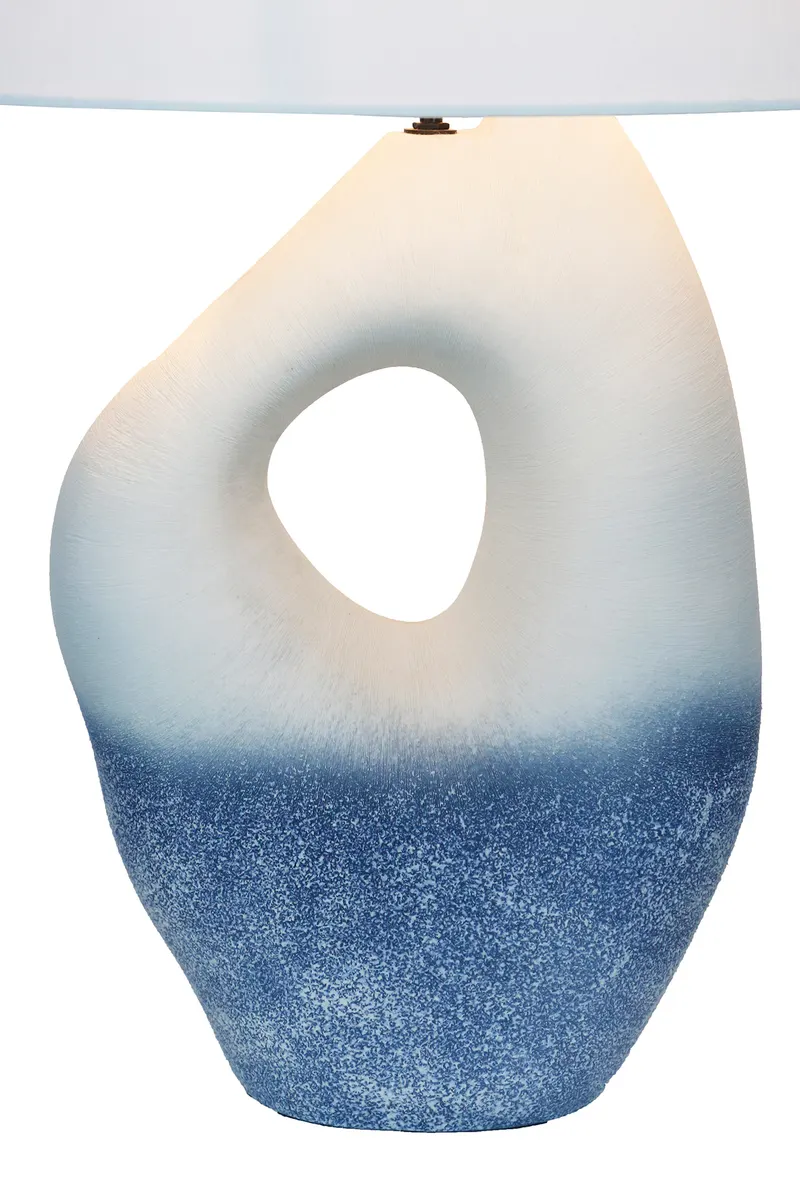 Tischleuchte Keramik/Leinen Blau/Weiß, Ansicht 9