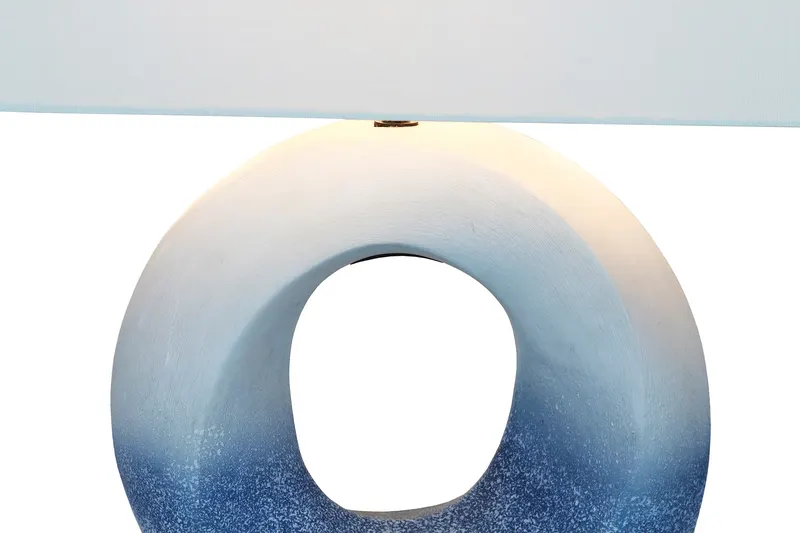 Tischleuchte aus Keramik und Leinen, Blau/Weiß, Ansicht 8