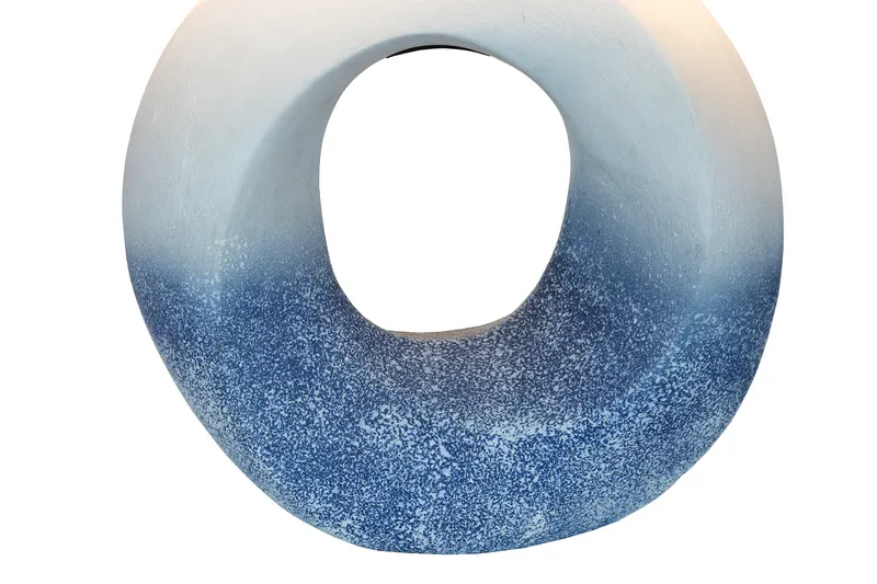 Tischleuchte aus Keramik und Leinen, Blau/Weiß, Ansicht 9