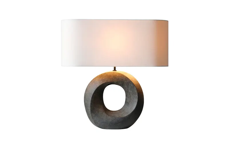 Silas Tischleuchte aus Keramik und Leinen, Grün/Beige