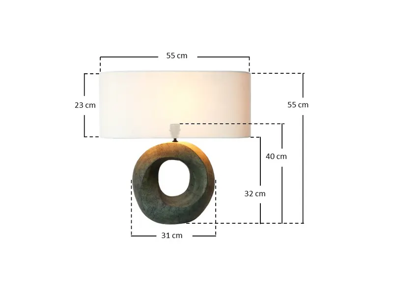 Tischleuchte aus Keramik und Leinen, Grün/Beige, Ansicht 10