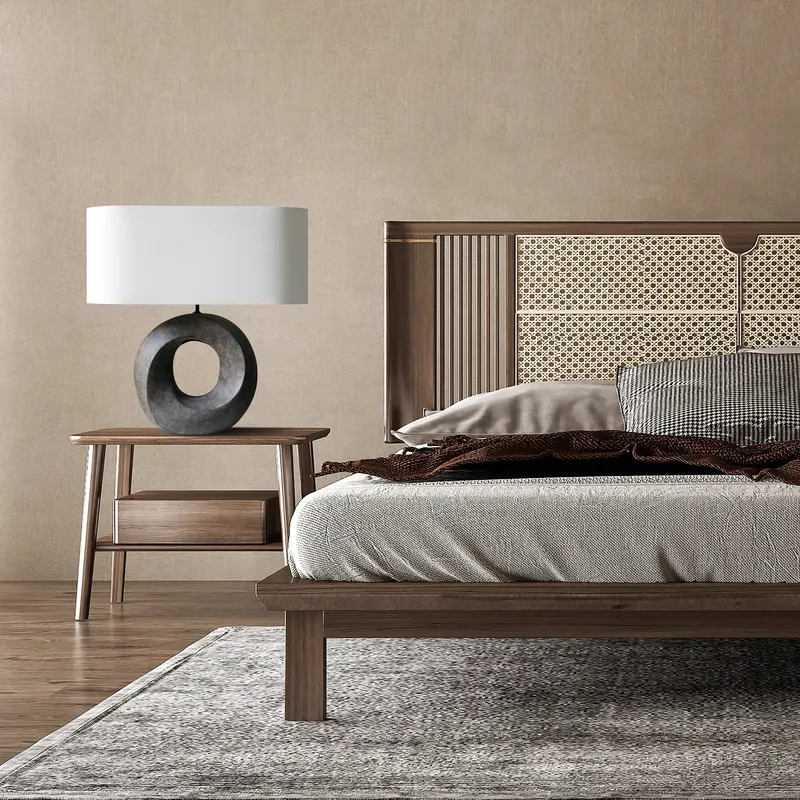 Tischleuchte aus Keramik und Leinen, Grün/Beige, Ansicht 13