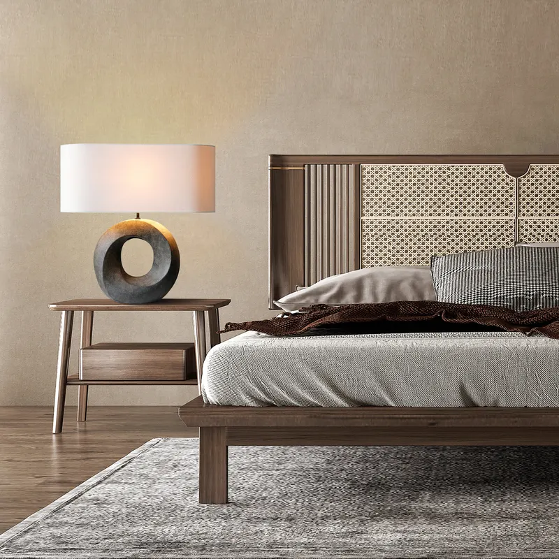 Tischleuchte aus Keramik und Leinen, Grün/Beige, Ansicht 14