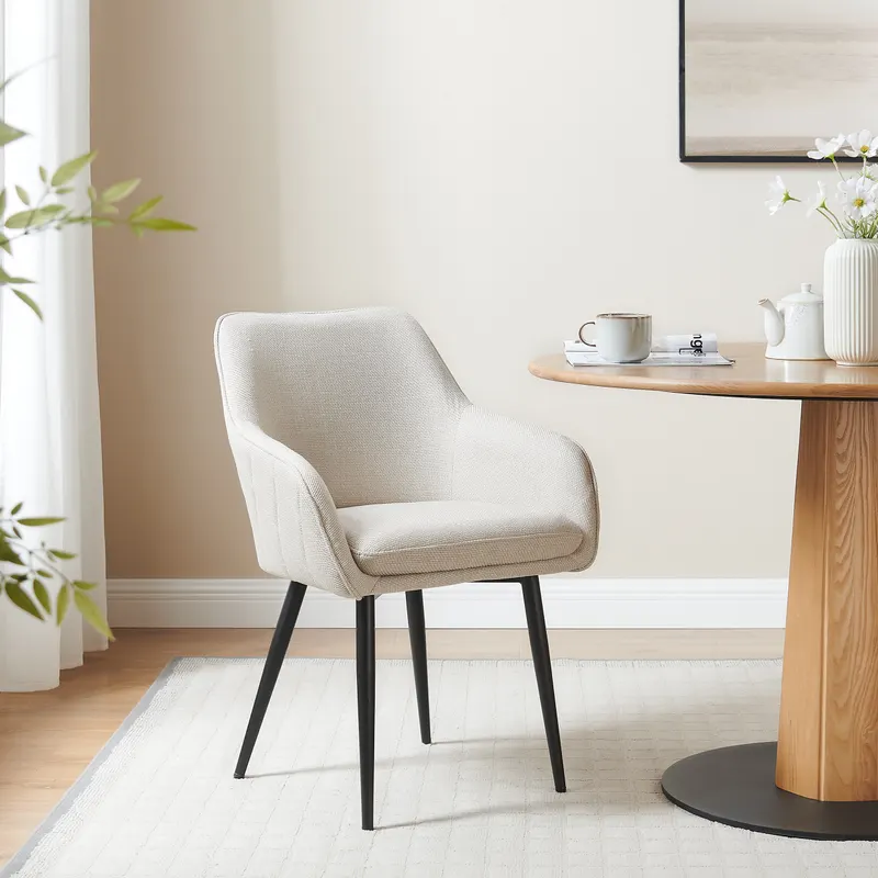 Esszimmerstuhl Strukturstoff Beige, Ansicht 6