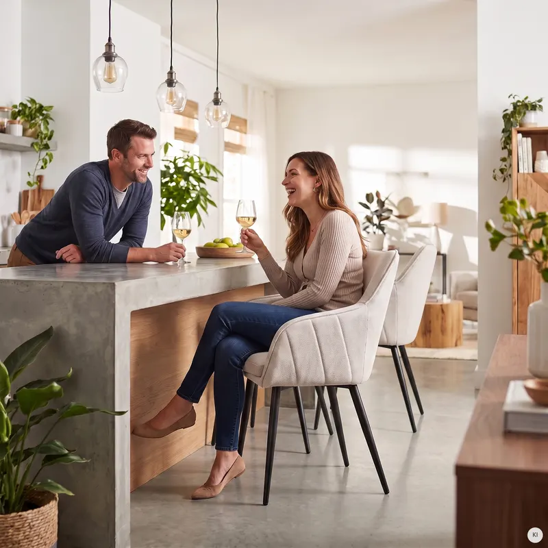 Esszimmerstuhl Strukturstoff Beige, Ansicht 7