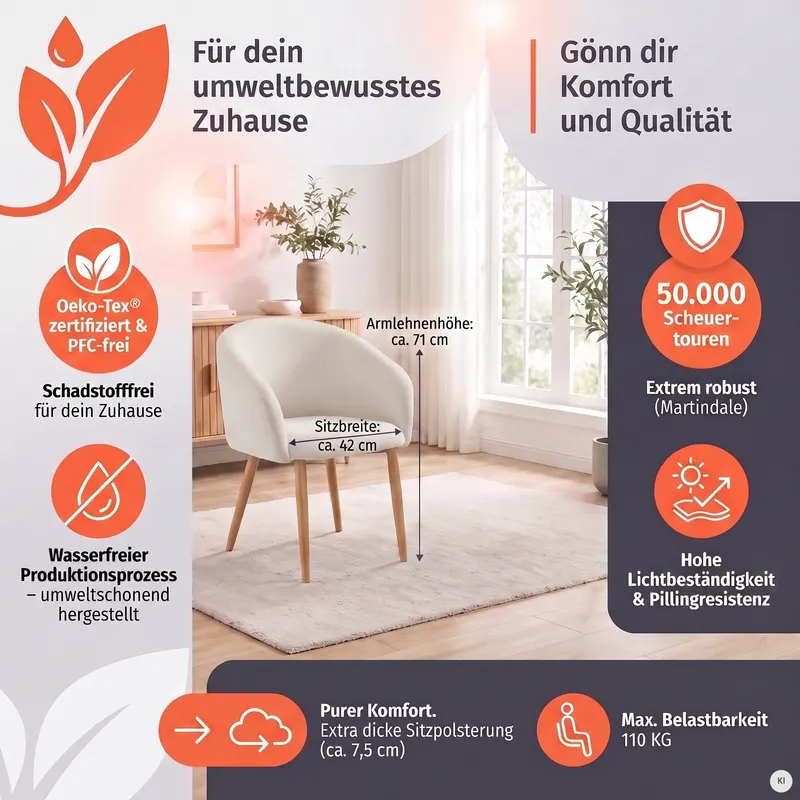 Armlehnstuhl 2er-Set Strukturstoff Beige, Ansicht 8