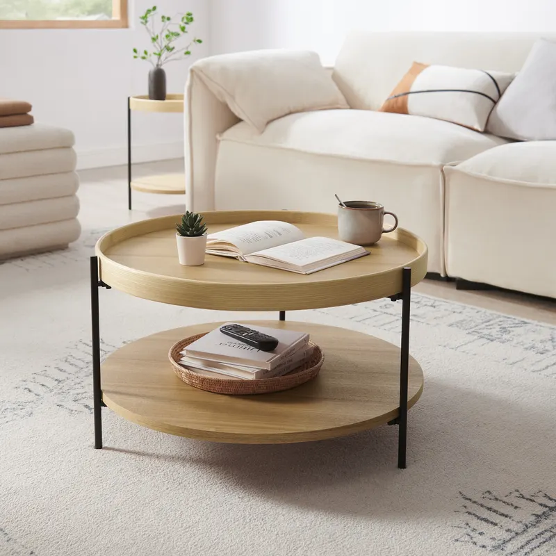 Couchtisch Ø 69 cm Natur/Schwarz, Ansicht 5