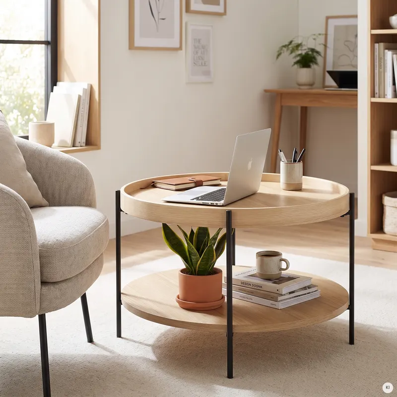 Couchtisch Ø 69 cm Natur/Schwarz, Ansicht 6