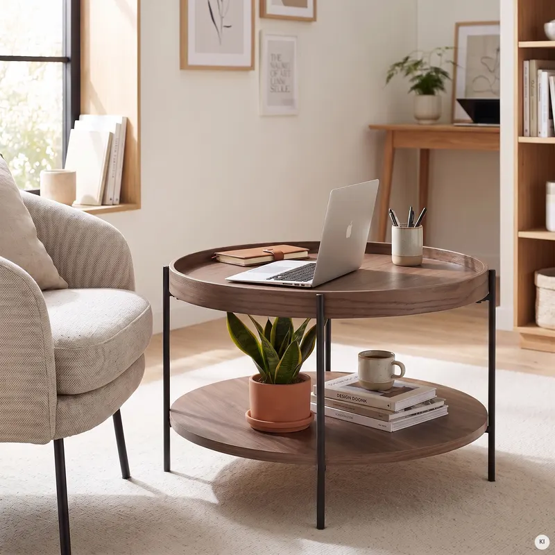 Couchtisch Ø 69 cm Walnuss, Ansicht 6