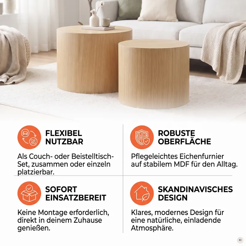 Couchtisch-Set 2-teilig Eiche Natur, Ansicht 8