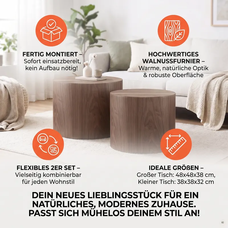 Couchtisch-Set, 2-teilig, Walnuss, Ansicht 6