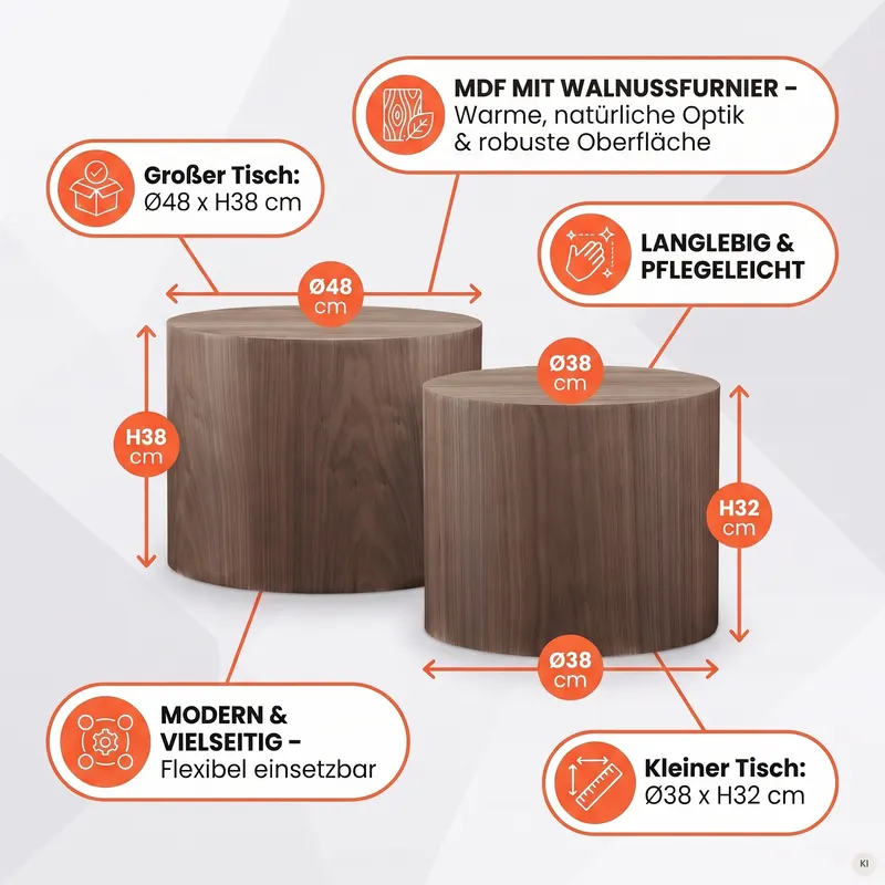 Couchtisch-Set, 2-teilig, Walnuss, Ansicht 7