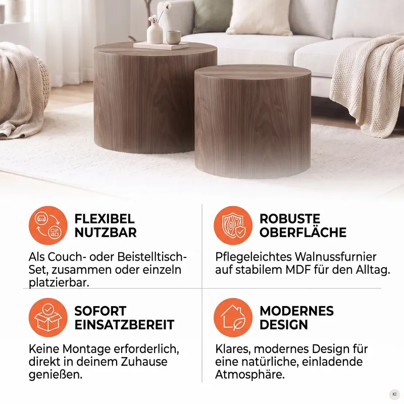 Couchtisch-Set, 2-teilig, Walnuss, Ansicht 8