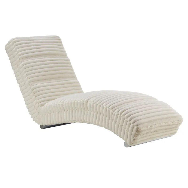 Sento Chaiselongue Plüsch-Cord, Beige/Chrom