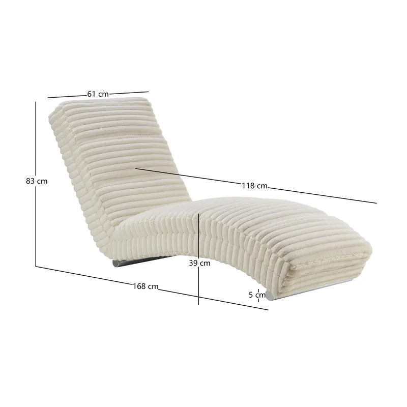 Chaiselongue Plüsch-Cord Beige, Ansicht 7