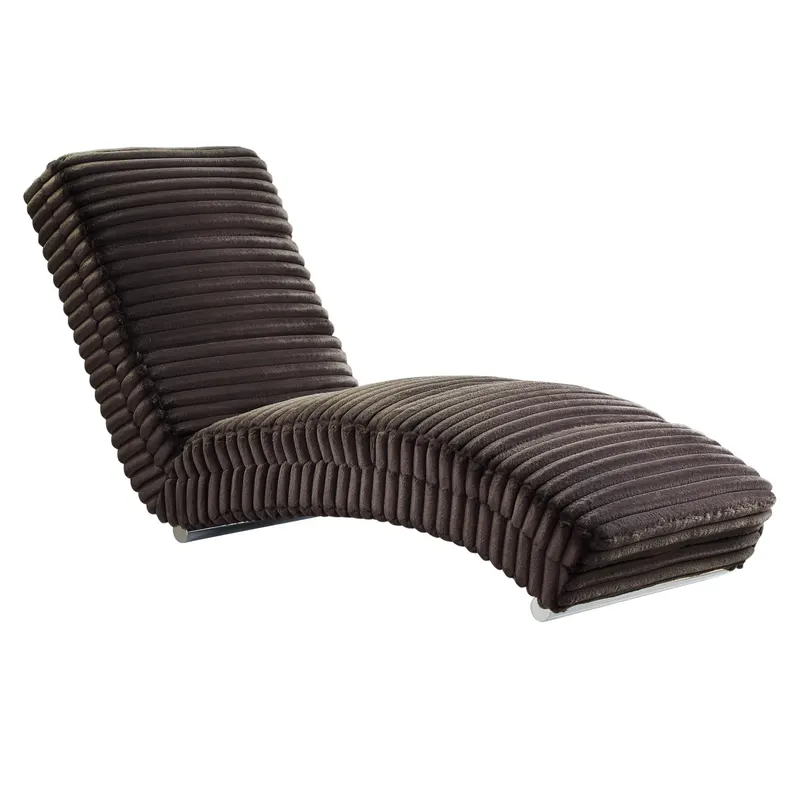 Chaiselongue Plüsch-Cord Schwarz, Ansicht 1