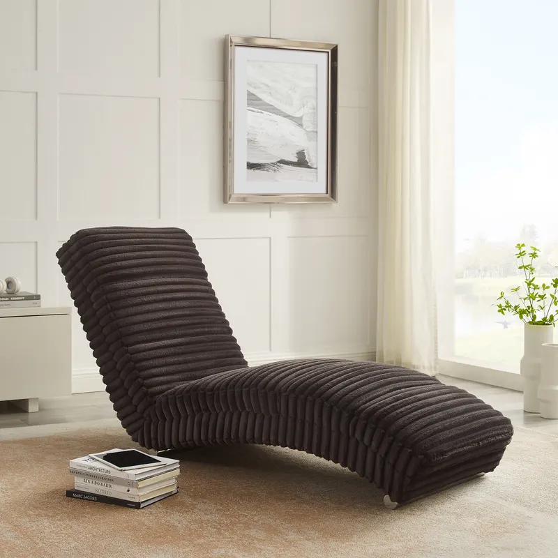 Chaiselongue Plüsch-Cord Schwarz, Ansicht 6