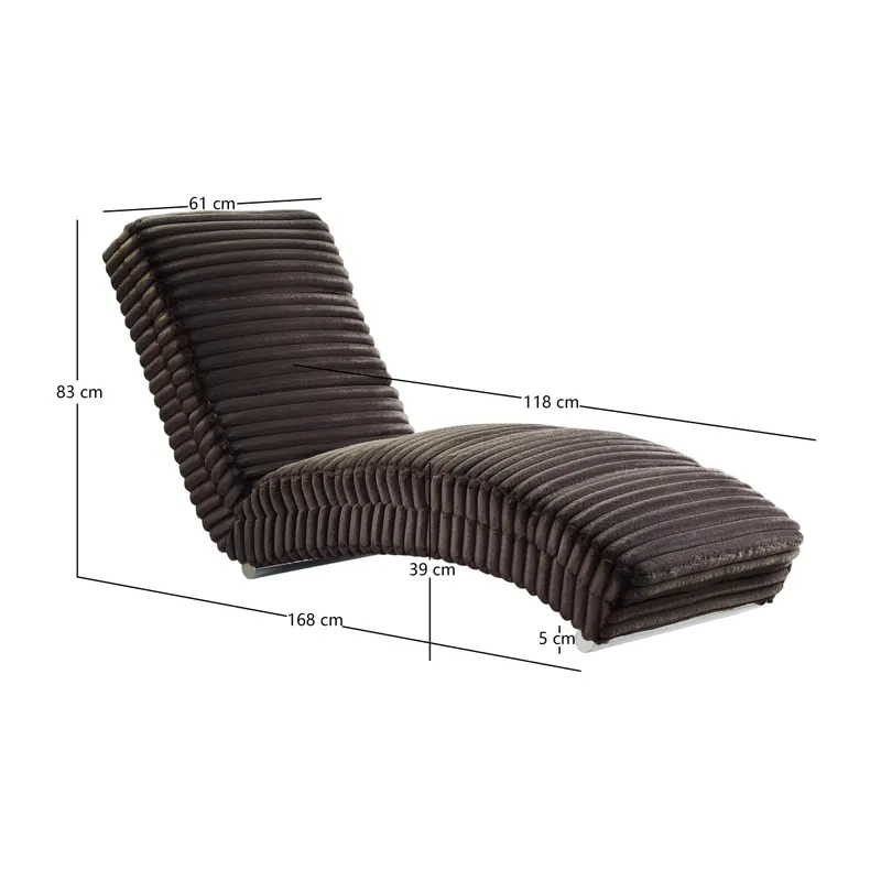 Chaiselongue Plüsch-Cord Schwarz, Ansicht 7