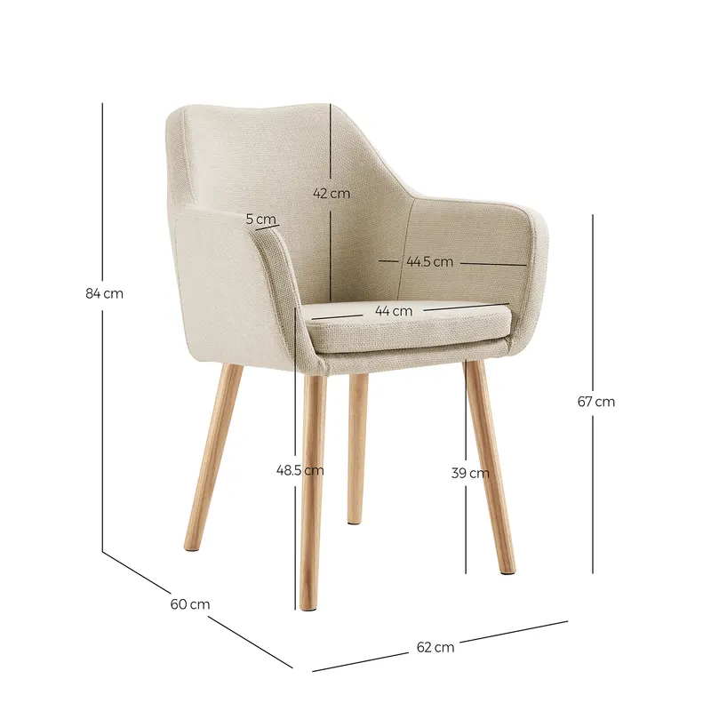 Armlehnstuhl Strukturstoff Beige, Ansicht 8