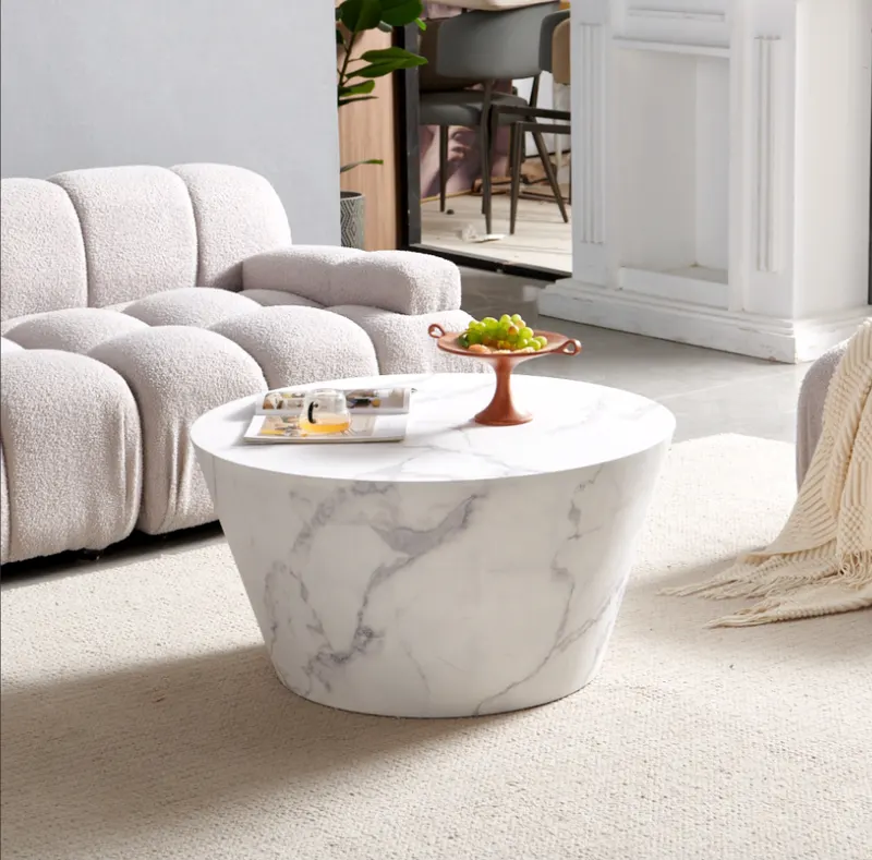 Couchtisch Ø 80 cm, Weiß in Marmoroptik, Ansicht 5