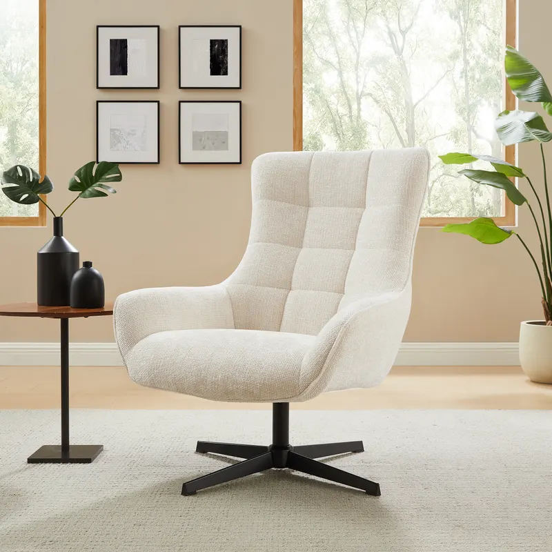 Sessel Chenillestoff Beige mit Drehfunktion, Ansicht 8