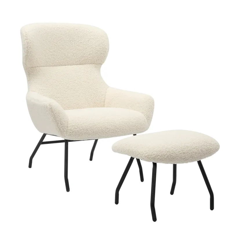 Sessel und Hocker Set Teddyfell Beige, Ansicht 1