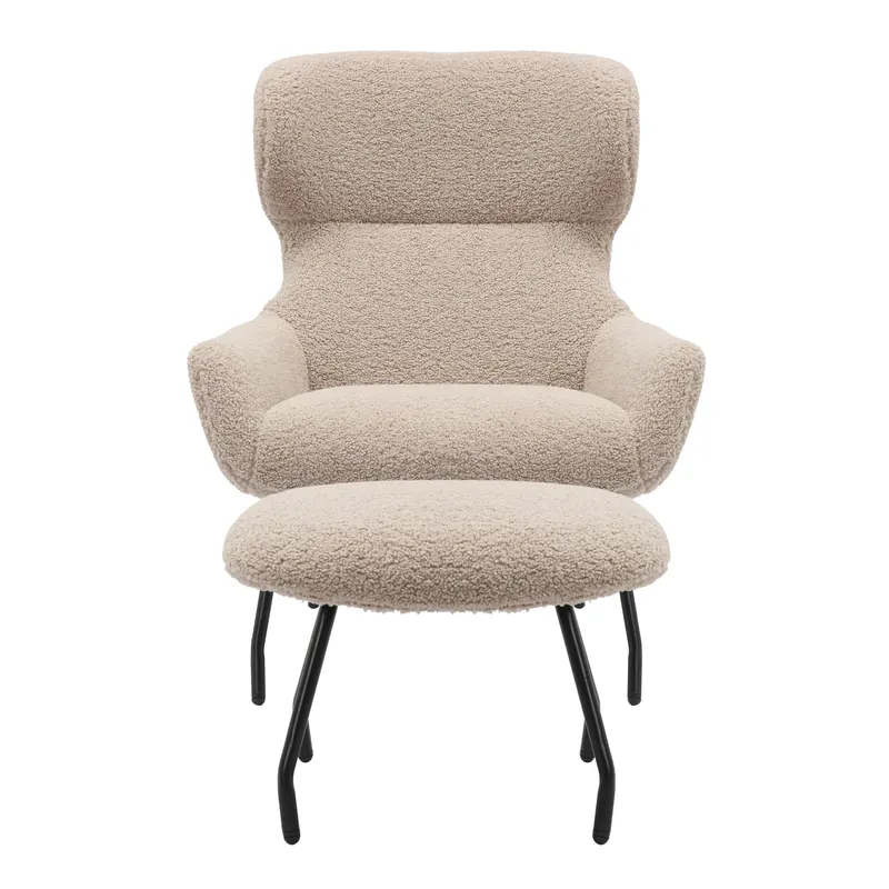 Sessel und Hocker Set Teddyfell Taupe, Ansicht 2