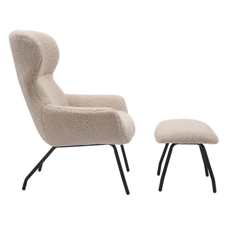 Sessel und Hocker Set Teddyfell Taupe, Ansicht 3