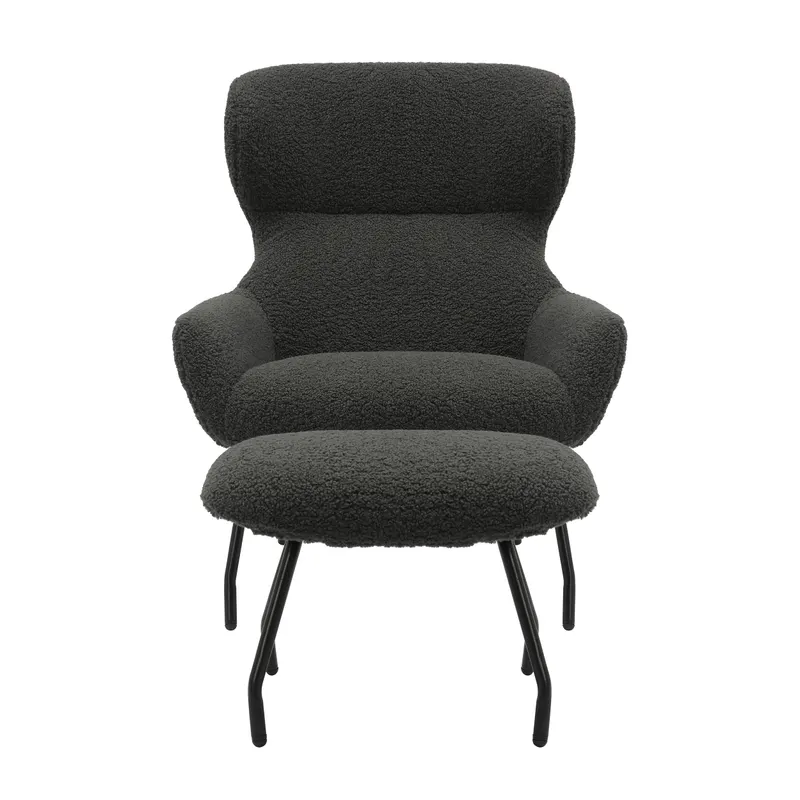 Sessel und Hocker Set Teddyfell Anthrazit, Ansicht 2