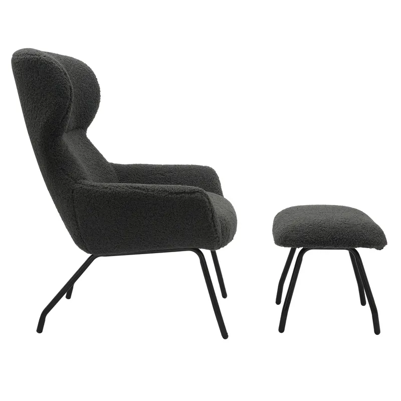 Sessel und Hocker Set Teddyfell Anthrazit, Ansicht 3