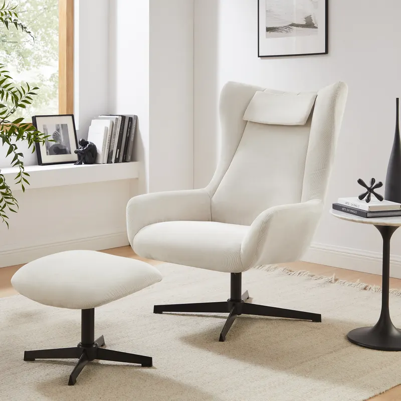 Sessel und Hocker Cordoptik Beige, Ansicht 10