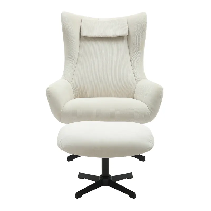 Sessel und Hocker Cordoptik Beige, Ansicht 2