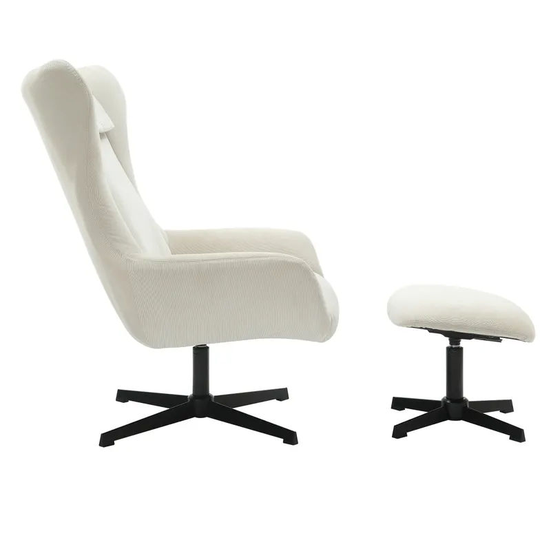 Sessel und Hocker Cordoptik Beige, Ansicht 3