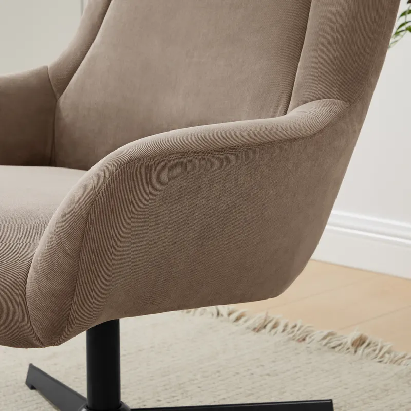 Sessel und Hocker in brauner Cordoptik, Ansicht 11