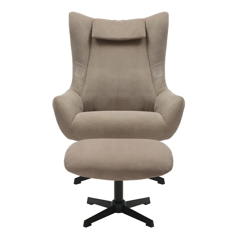 Sessel und Hocker in brauner Cordoptik, Ansicht 2