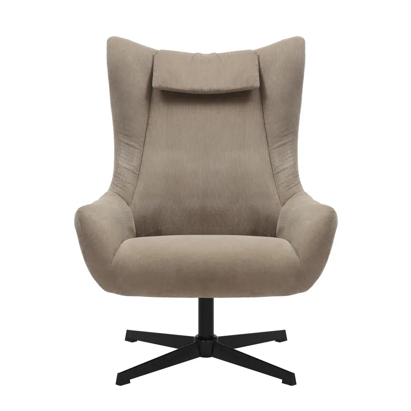 Sessel und Hocker in brauner Cordoptik, Ansicht 4