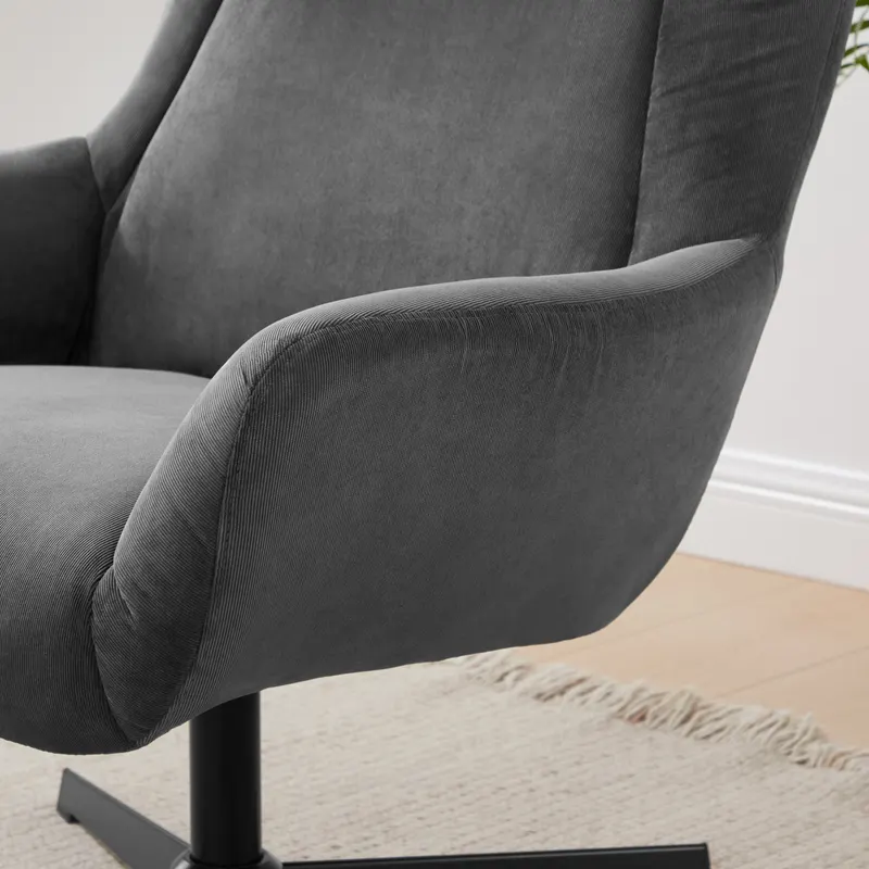 Sessel und Hocker in grauer Cordoptik, Ansicht 11
