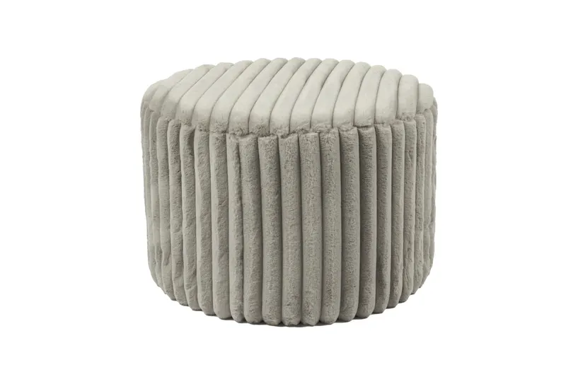 Sitzhocker Ø55 cm Plüsch-Cord Hellgrau, Ansicht 1