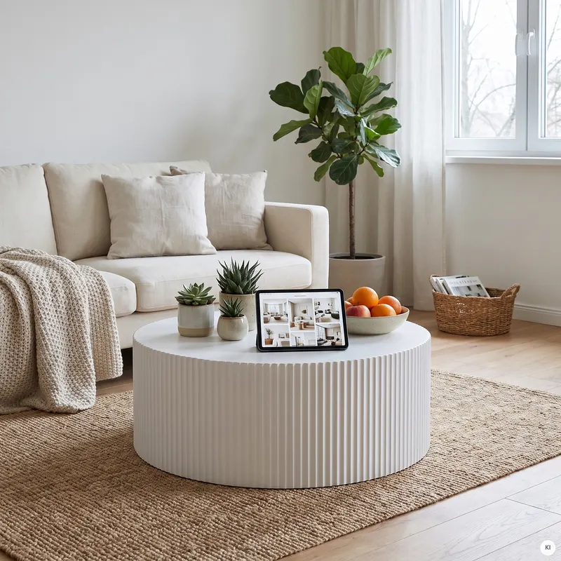 Couchtisch Ø 90 cm Naturweiß, Ansicht 3