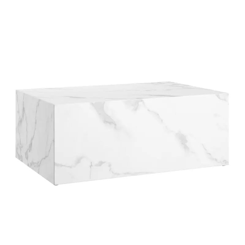Couchtisch Weiß, Marmoroptik, 90 × 60 cm, Ansicht 2
