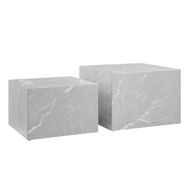 Couchtisch-Set Grau in Marmoroptik, Ansicht 2