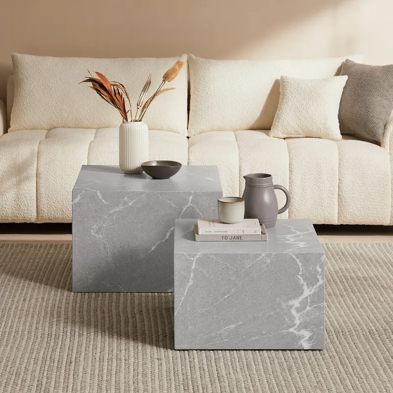 Couchtisch-Set Grau in Marmoroptik, Ansicht 3