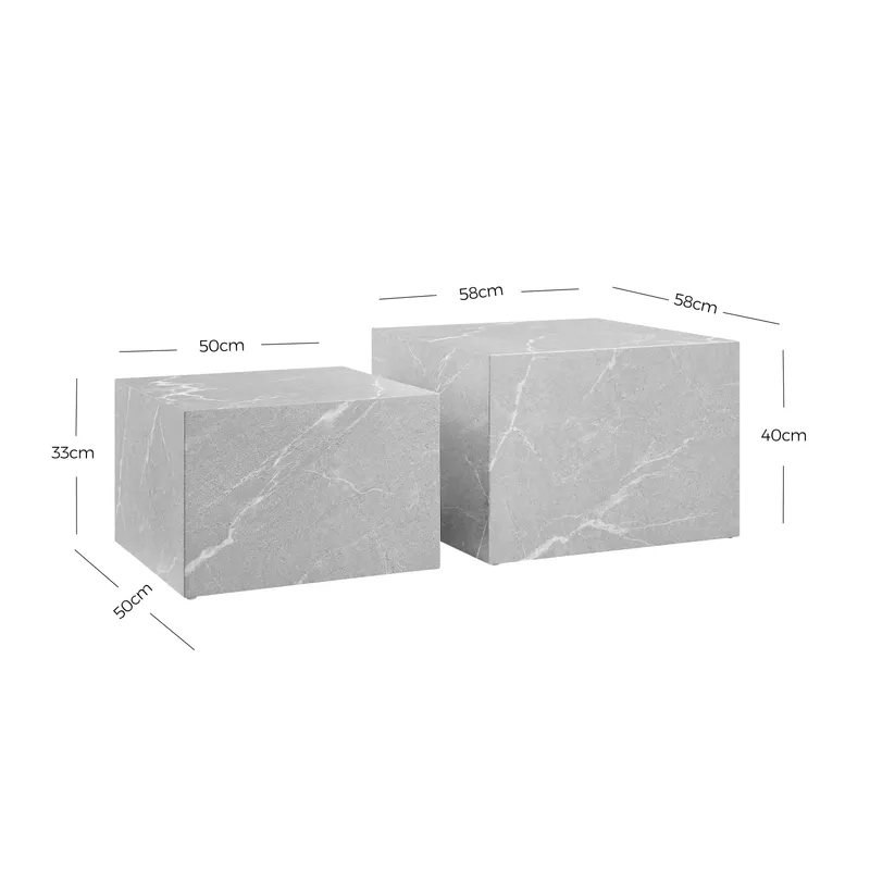 Couchtisch-Set Grau in Marmoroptik, Ansicht 4