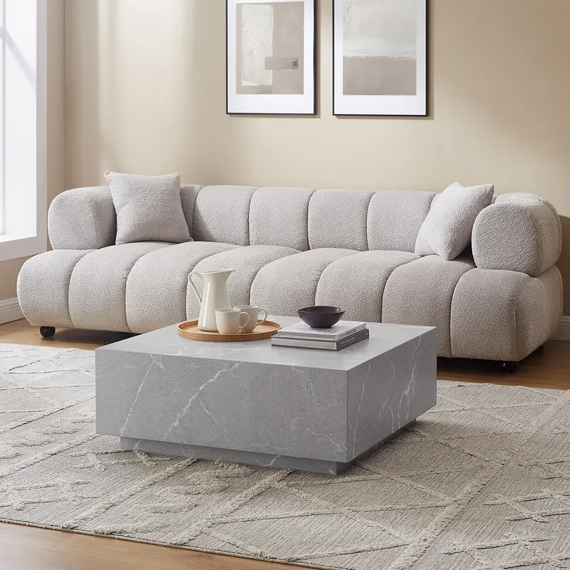 Couchtisch Grau 90 × 90 cm in Marmoroptik, Ansicht 3