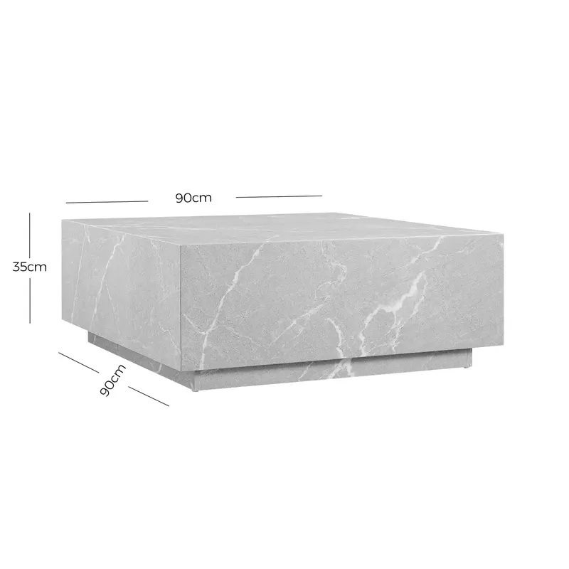 Couchtisch Grau 90 × 90 cm in Marmoroptik, Ansicht 4