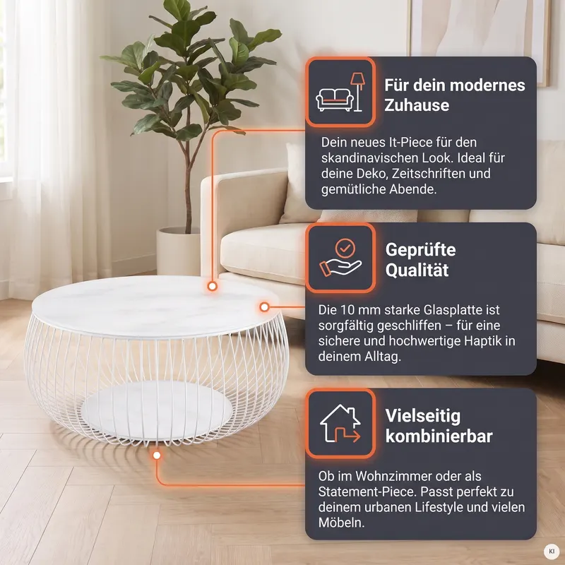 Couchtisch Ø 86 cm Weiß, Ansicht 9